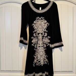 Chic Black Dress with Embroidery